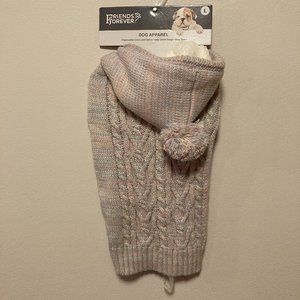 Dog Hoodie Friends Forever Size L Pink & Blue with Pom Pom Fleece Lining on Hood